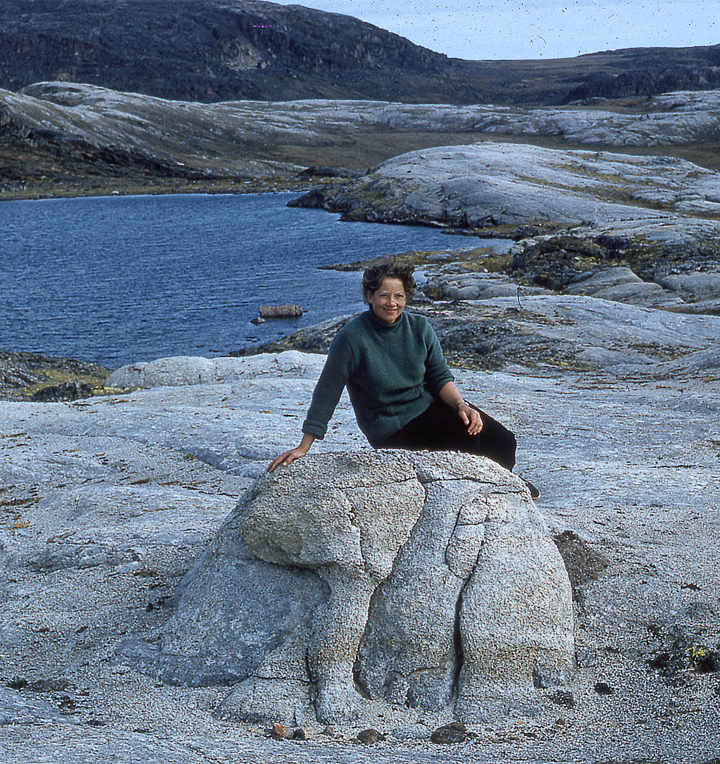 Photographer and fellow traveller, Rosemary Gilliat in Cape Dorset, 1960