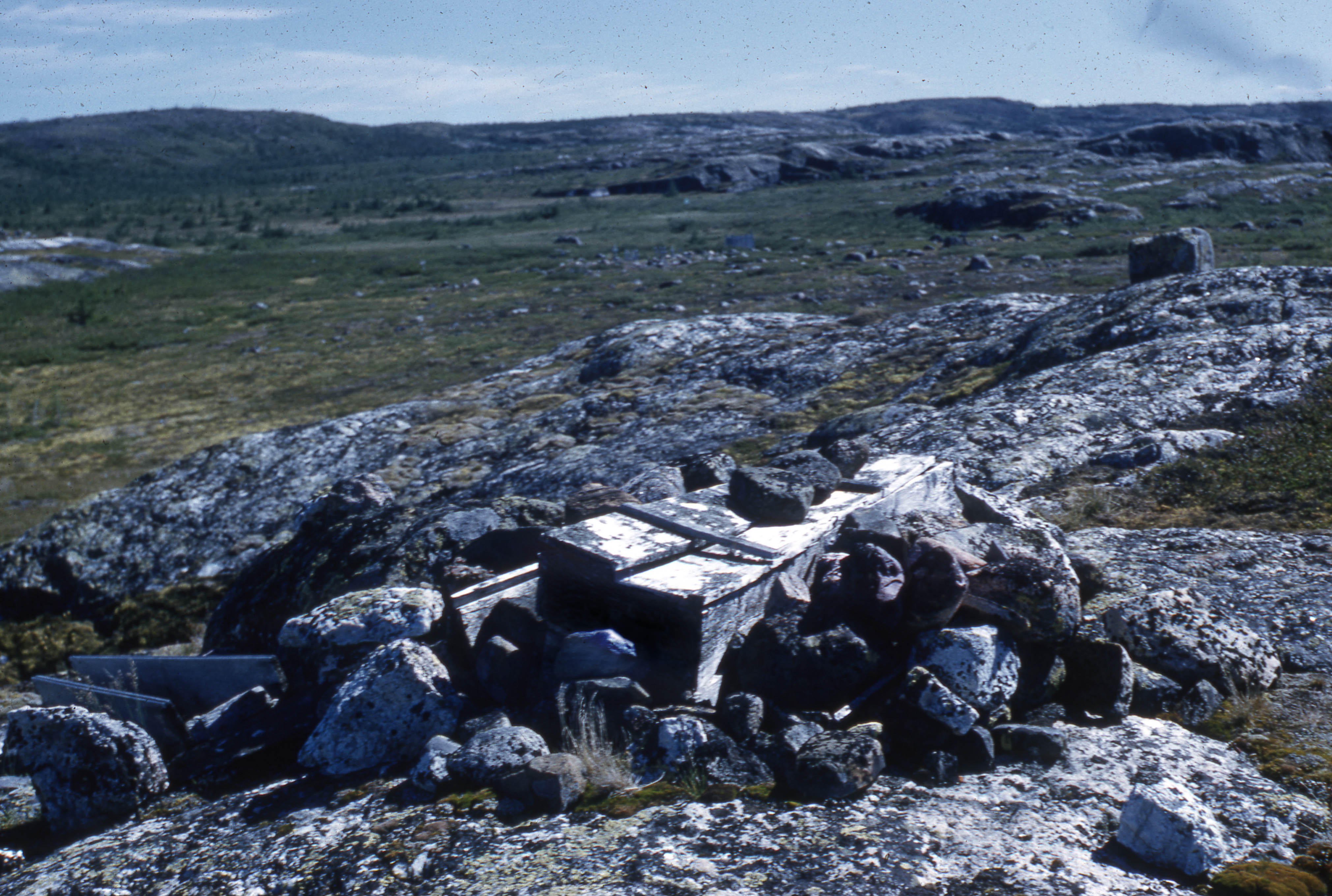 A coffin on the hilltop near old Fort Chimo, Quebec